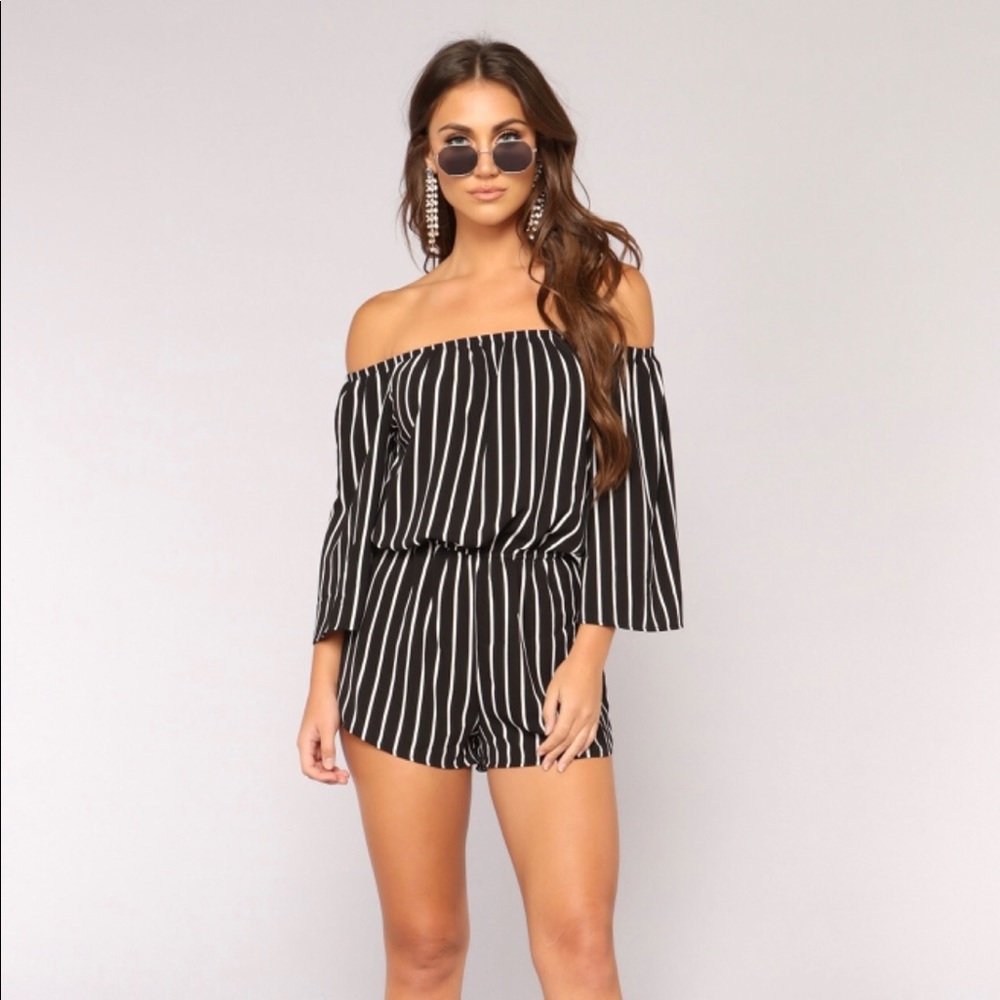 Davy Stripe Romper - Black/White